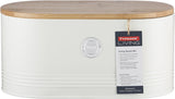 , „Living“ cremefarbener Brotkorb aus Edelstahl mit Bambusdeckel, cremefarbene Frischhalteboxen Naty Shop Cream Bread