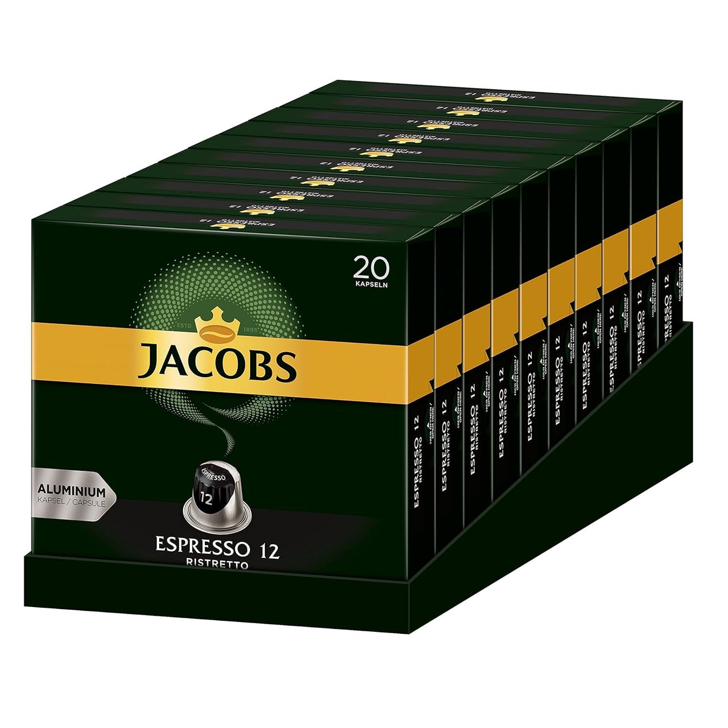 Kaffeekapseln Espresso Ristretto, Intensität 12 von 12, 10 x 20 Getränke & Kaffeekapseln Lungo Decaffeinato- Intensität 6- 200 Nespresso-kompatible Kapseln, 10er Pack, 10 x 20 Getränke