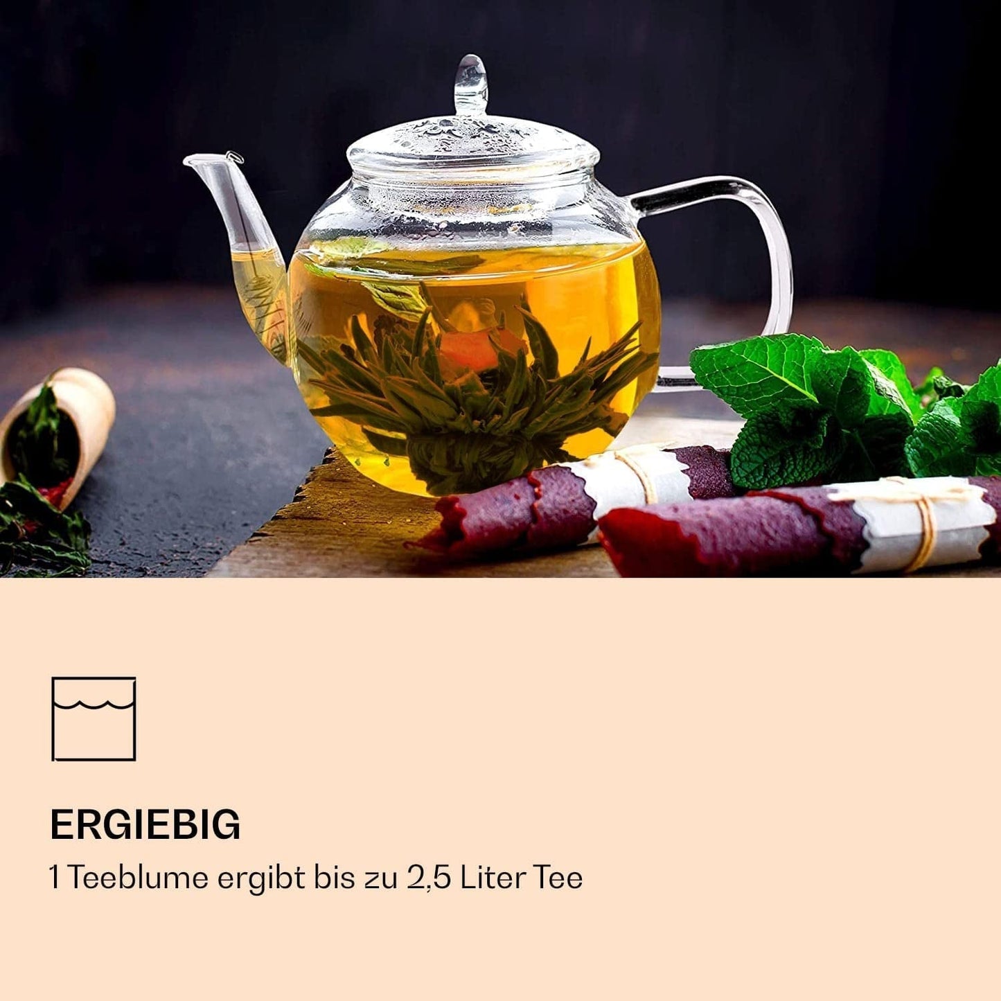 Elegante 6er-Mischbox von Feelino – Weiße Teeblüten von Feelino in einer wunderschönen Probier- und Geschenkbox mit 6 verschiedenen weißen Teerosen, einzeln vakuumverpackt, 1er-Packung