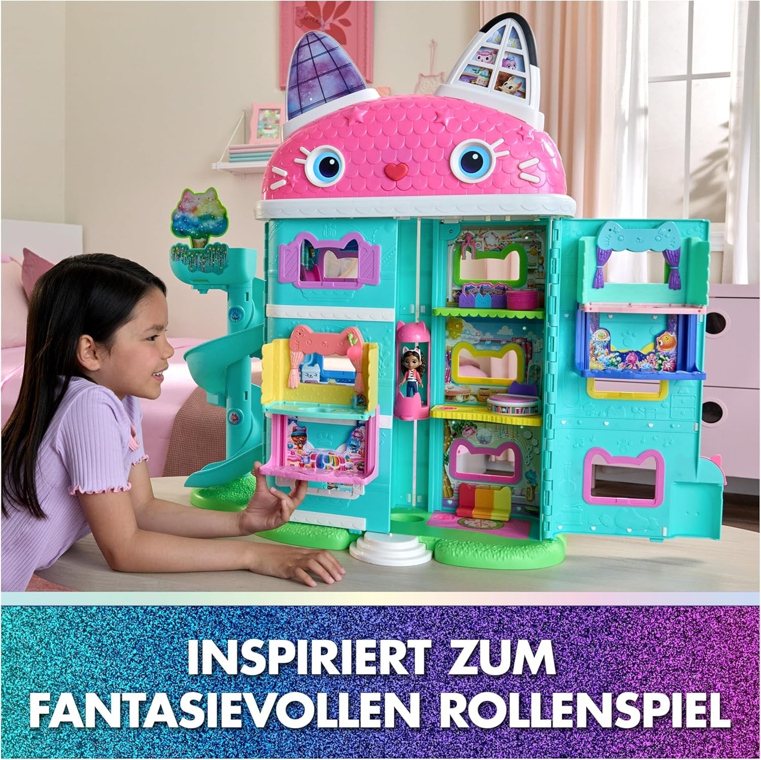 DREAMWORKS GABBY'S DOLLS HOUSE: DER FILM – Portal Room Kuchis mit Zucker bestreute Küche mit Figur und Zubehör, für Kinder ab 3 Jahren