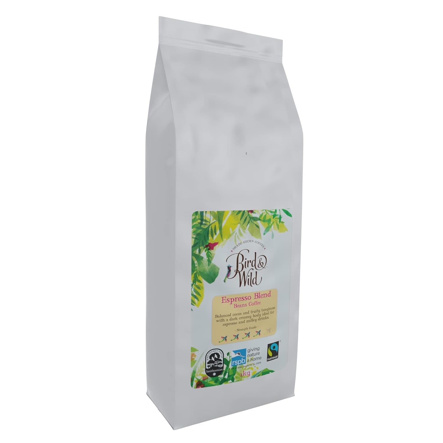 Espresso-Kaffeebohnenmischung, 1 kg, mittlere Röstung, Fairtrade-Bio-Schattenanbau, vogelfreundlich, ganze Bohne, 1 kg Nettogewicht