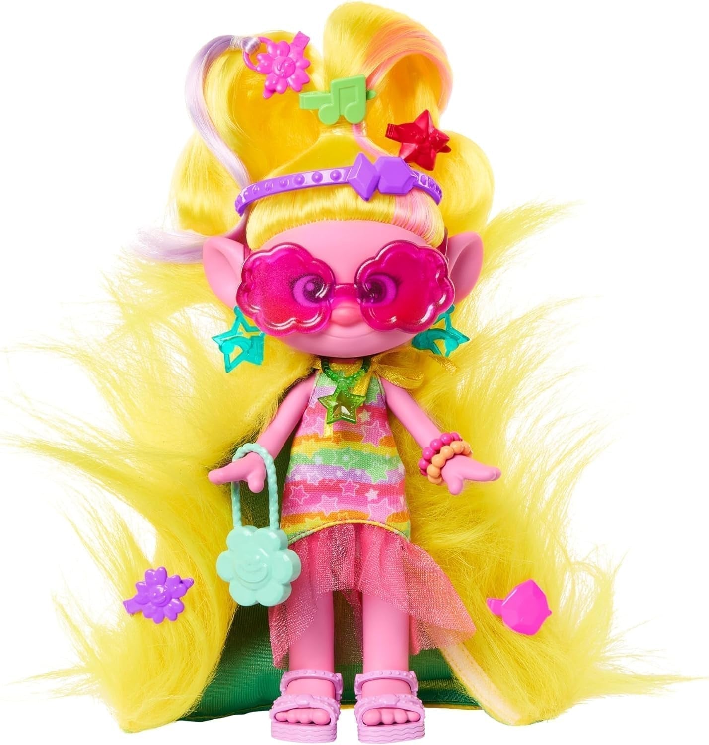 Mattel DREAMWORKS TROLLS Together Strong – Hair-Tastic Queen Poppy Modepuppe – 15+ Zubehörteile, Glitzerkamm, waschbares Glitzergel, ab 3 Jahren, HNF25 Naty Shop Viva Dolls