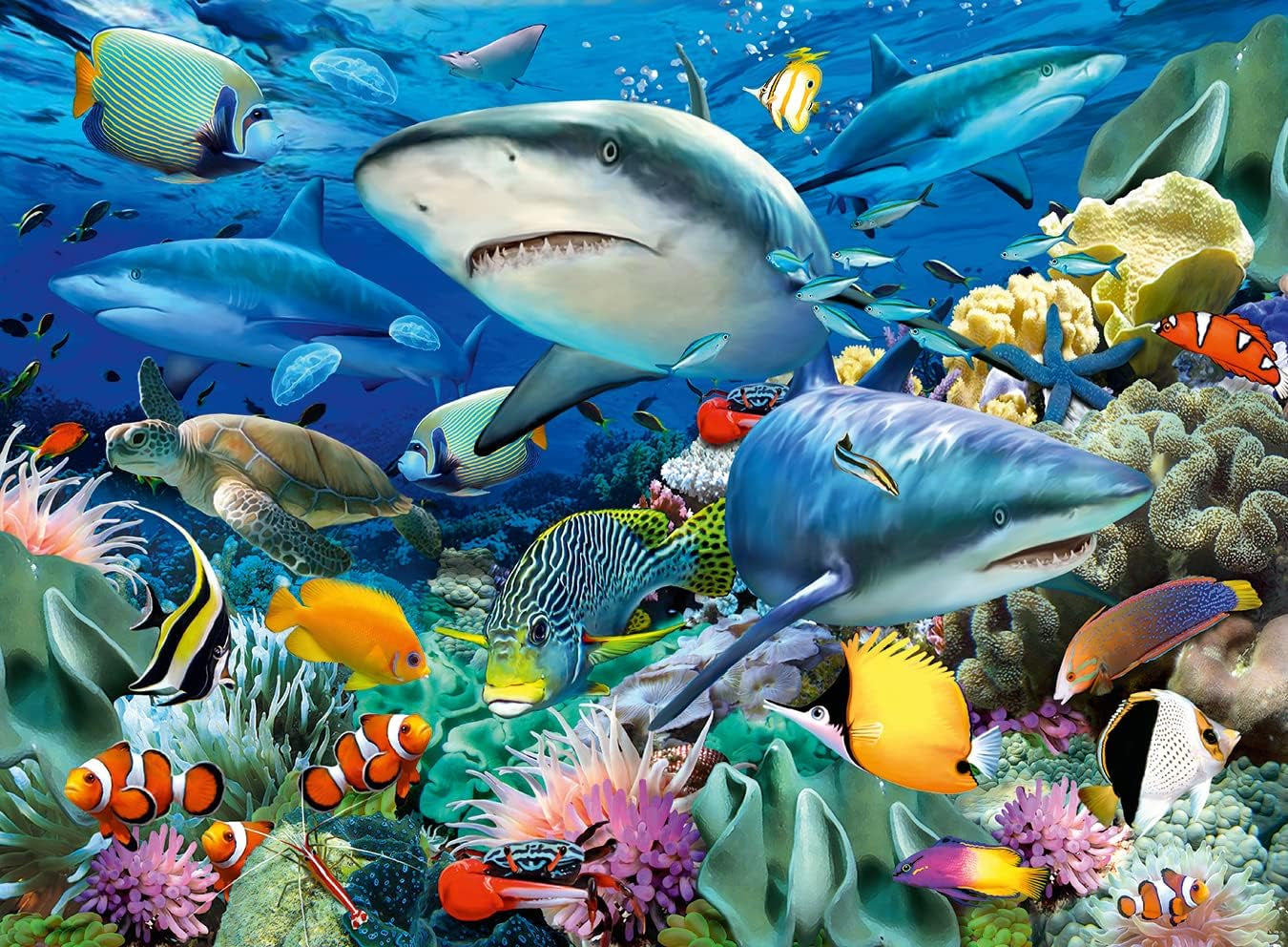 Ravensburger Puzzle für Kinder – 10951 Reef Of Sharks – Puzzle mit der Unterwasserwelt für Kinder ab 6 Jahren, mit 100 Teilen im Xxl-Format Puzzle Naty Shop
