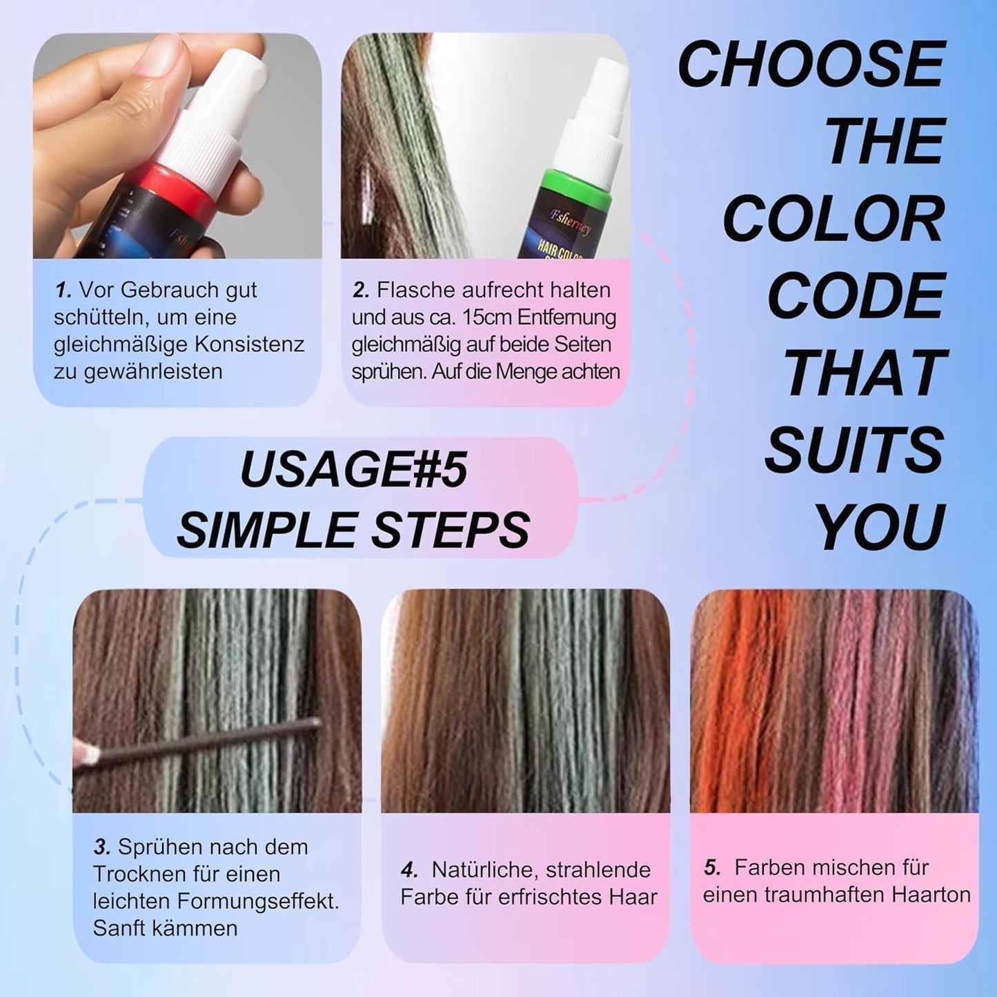 Haarspray-Farbe – 30 ml temporäres grünes Haarfärbespray, natürliches Haarfärbemittel, temporäres Haarfärbespray, waschbare Haarfärbemittel für Party, Cosplay, Halloween (grün), Naty Shop Haarfärbemittel