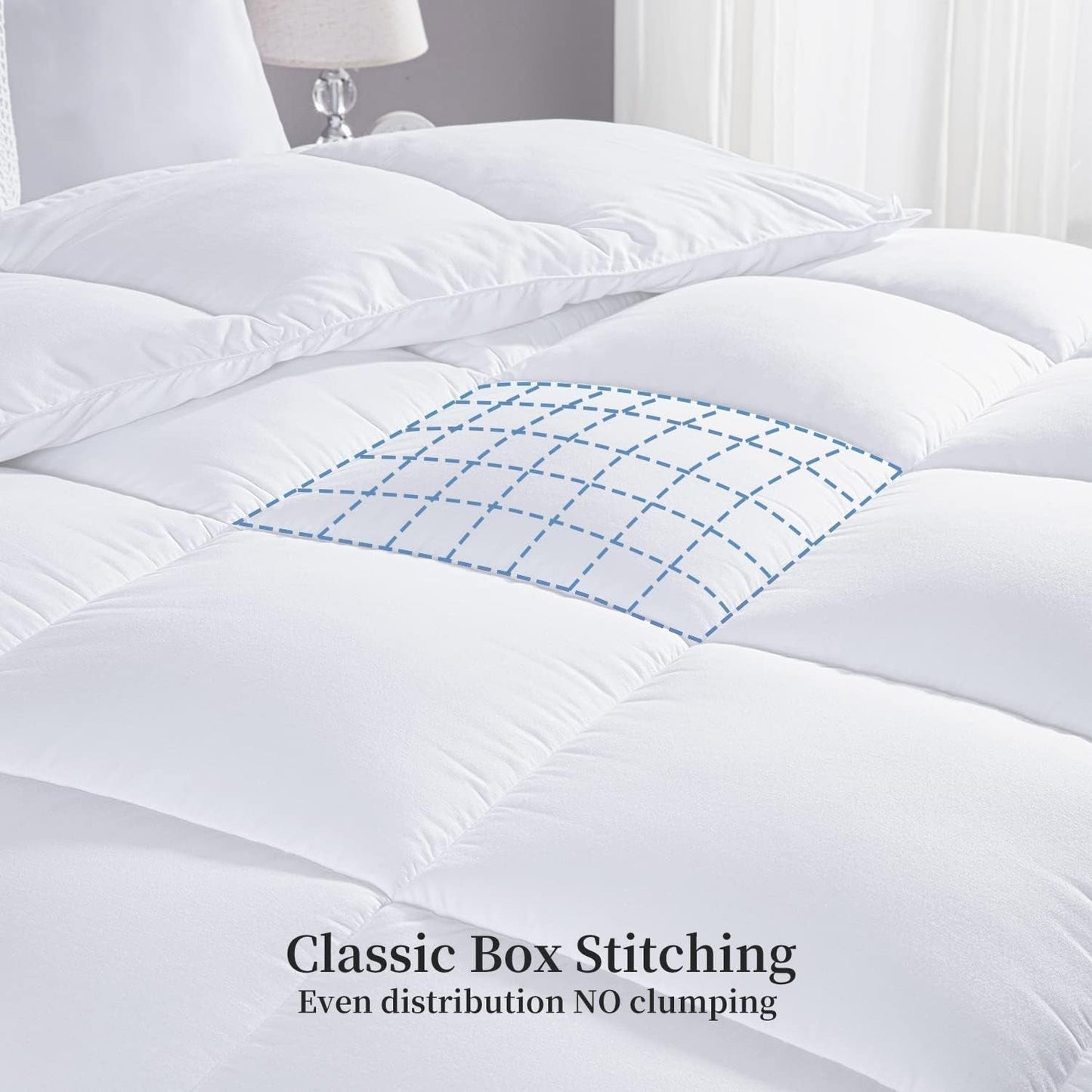 Kingsley Trend Alternative weiße Daunendecke für alle Jahreszeiten, Ganzjahresdecke, King-Size-Bettdecke (2,6 m x 2,3 m), weiche, maschinenwaschbare Bettdecken und Steppdecken, Naty Shop