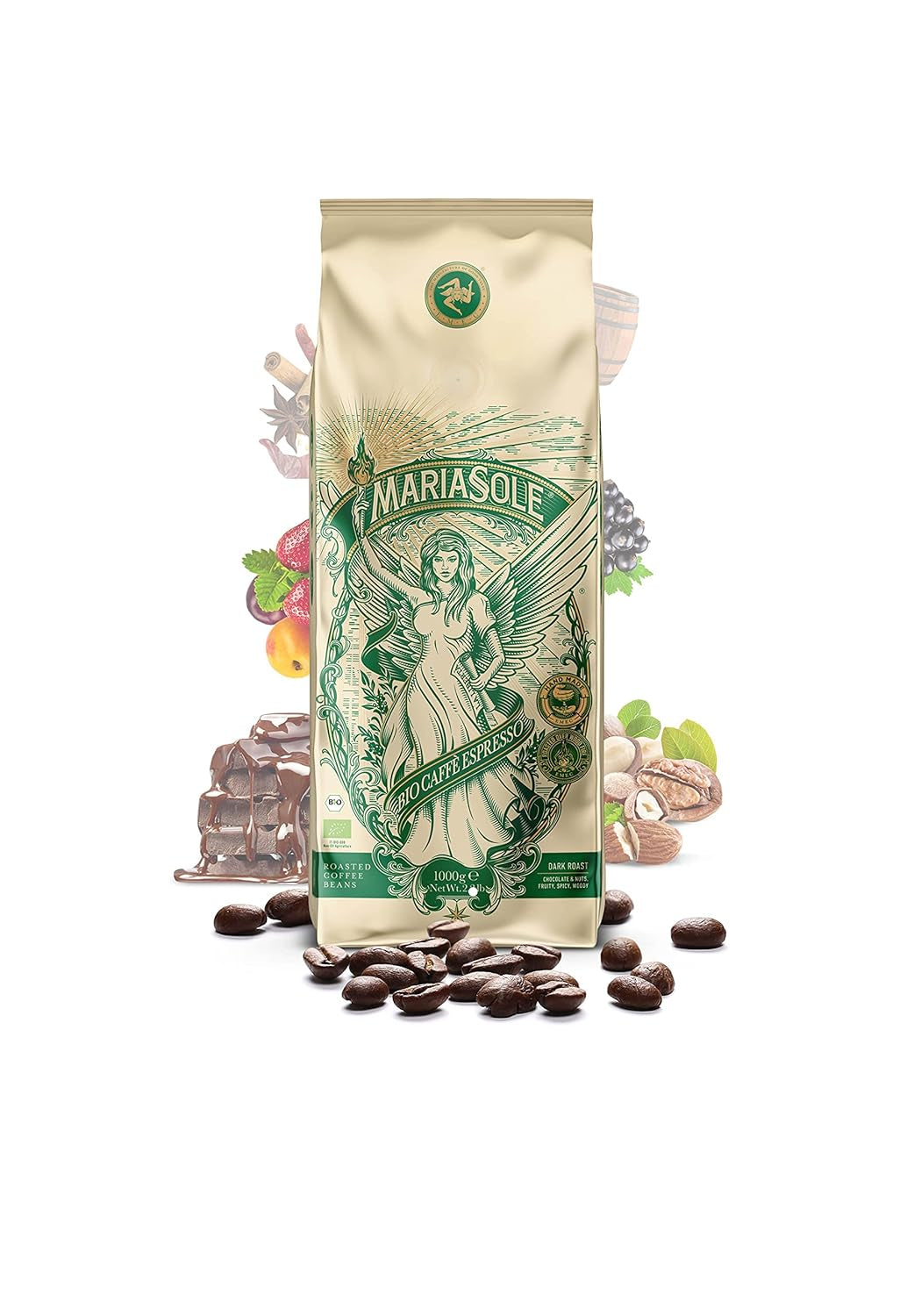 Bio-Espressokaffee, 250-g-Beutel – traditionell auf Holzfeuer geröstet, handwerklich hergestellt – Premium-Bio-Kaffeebohnen für automatische Espressomaschinen und Siebträger