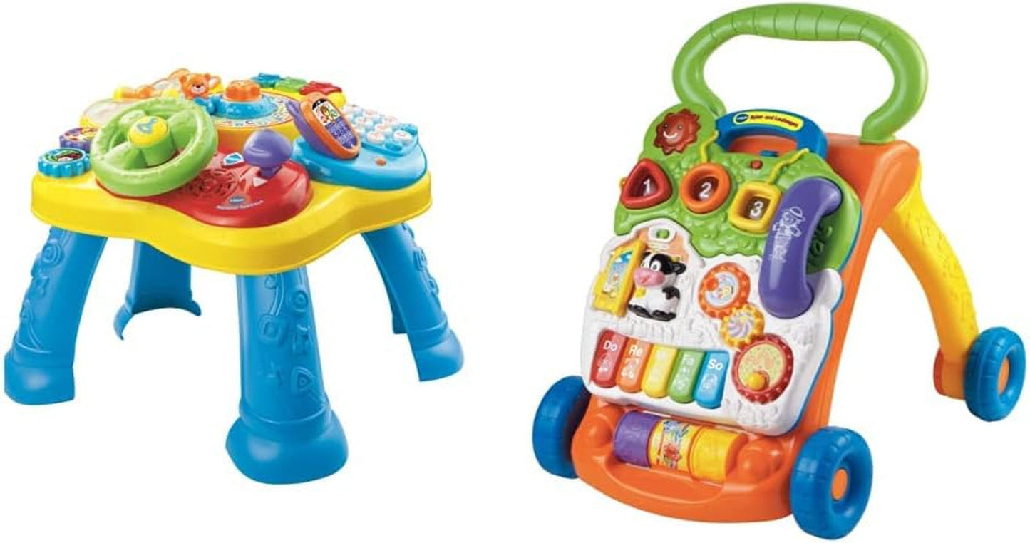VTech Baby Adventure Spieltisch – Bunter Babyspieltisch mit 6 Spielfeldern und interaktiven Elementen & Baby My First Song Book. 6-seitiges buntes Buch und bewegliche Elemente zum Spielen. Babyspielzeug Naty Shop Fahrschulpaket Easymail-Verpackung