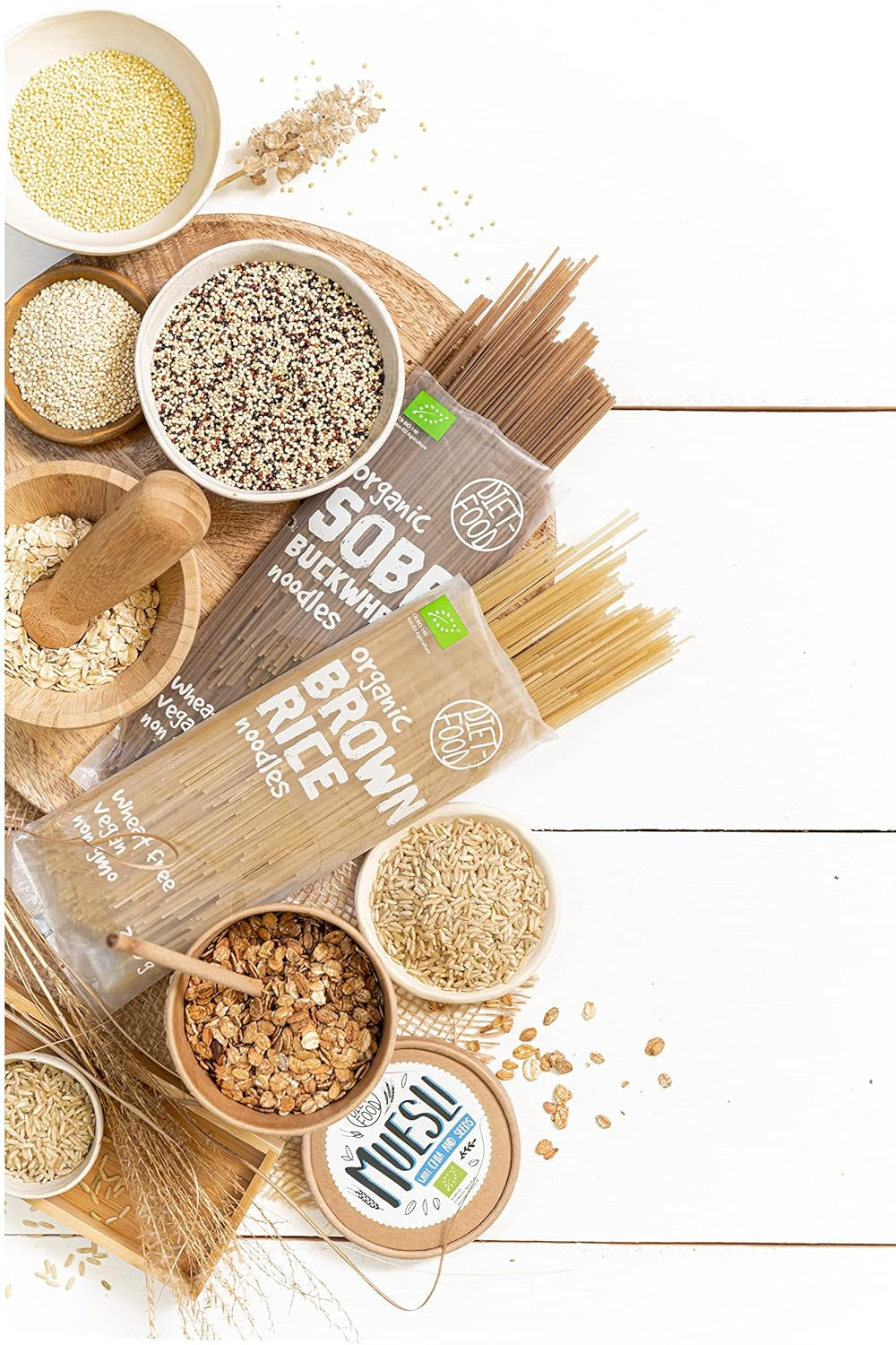 DIET-FOOD Bio Buchweizen Soba Nudeln Lebensmittel Pasta Vegane Glutenfreie Lactosefrei Sojafrei Nudeln für Vegetarier und Veganer 250 Gramm