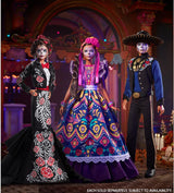 2022 Día De Muertos Barbie-Puppe mit gerüschtem Trachtenkleid, Blumenkranz und Calavera-Gesichtsbemalung, Geschenk für Sammler