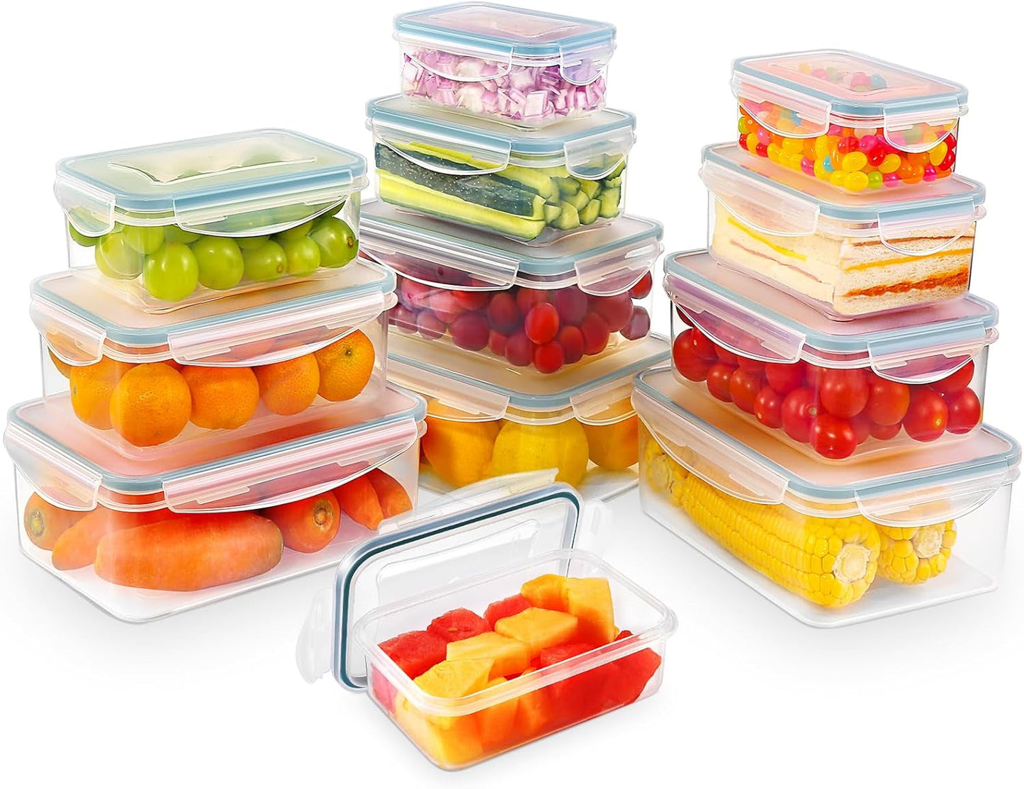 YASHE Frischhaltedose mit Deckel, 12-teiliges Vorratsdosen-Set aus Kunststoff, BPA-frei, 100 % auslaufsicher, stapelbar, transparente Frischhaltedosen Naty Shop