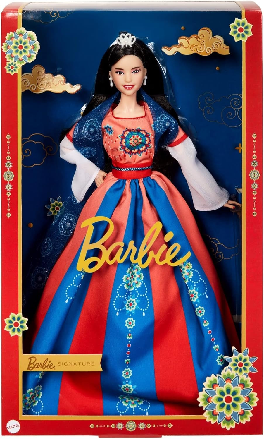 BARBIE Lunar New Year Puppe – Sammelfigur mit traditioneller Hanfu-Robe und chinesischem Druck, inspiriert von Dunhuang-Höhlenmalereien, einschließlich Puppenständer und Echtheitszertifikat, HJX35