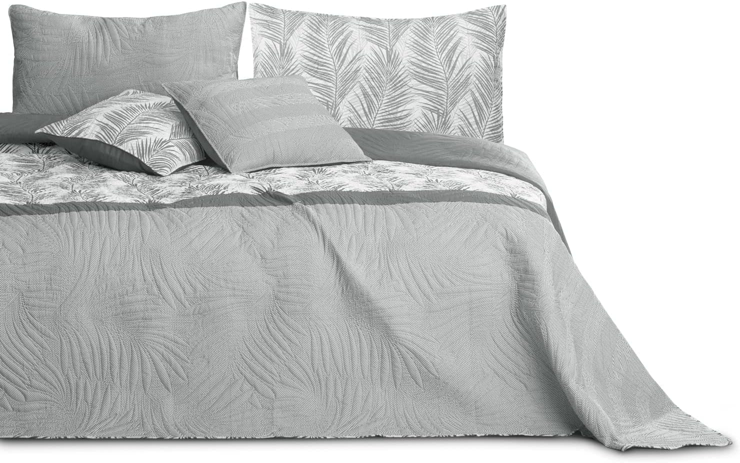 Ameliahome Tagesdecke, Tagesdecke, 170 x 210 cm, doppelseitig, pflegeleicht, Tagesdecke, Pflanzenmuster, Grün, Weiß, Tropical Bonaire, Betten und Decken. Besuchen Sie den AmeliaHome-Store Tropical Bonaire, Grau, Weiß, 260 x 280