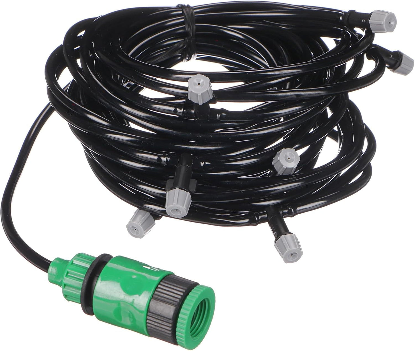 Gartensprühschlauch GARDEN MIST 20 m | Flexibler Bewässerungsschlauch mit 20 Düsen | Bewässerung, Kühlung an heißen Tagen | Für Gewächshäuser, Pergolen, Büsche | Einfach zu bedienen, schwarz
