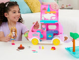 Barbie Chelsea 2-in-1-Wohnwagen – Spielzeugfahrzeug mit Pool, Hängematte und Essbereich für fantasievolles Spielen und Geschichtenerzählen, ab 3 Jahren, HNH90