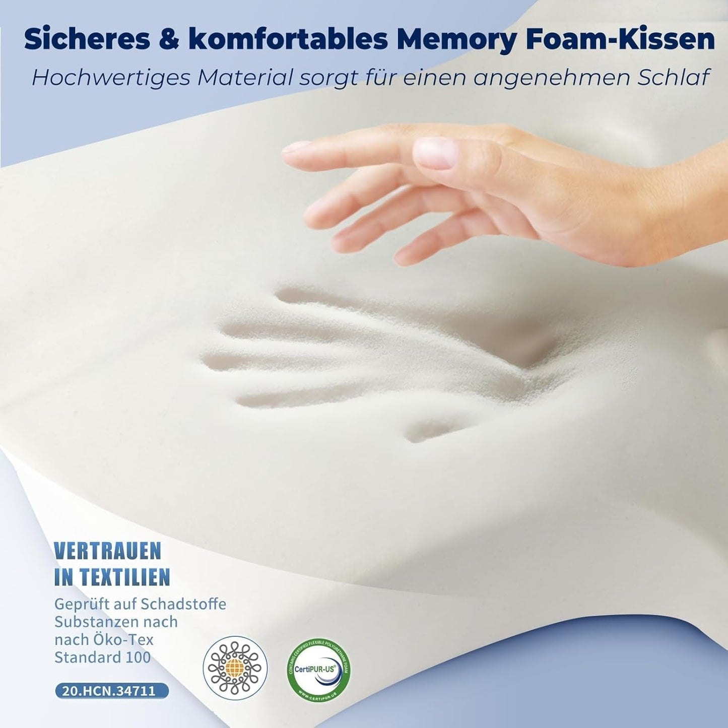 SAHEYER orthopädisches Kissen Nackenstützkissen Kopfkissen, ergonomisches Nackenkissen Seitenschläferkissen 60 x 40 x 13/11 cm Memory-Schaum-Kissen für Seitenschläfer, Rücken und Bauch Zervikale orthopädische Kissen Naty Shop
