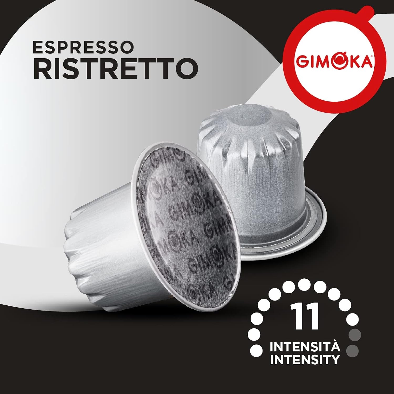 Gimoka Kaffeekapseln Espresso Ristretto, Intensität 11/13-100 Kapsel aus Aluminium – kompatibel mit Nespresso* Haushalts-Espressomaschinen – 100 Stück (10 x 10 Getränke) – hergestellt in Italien