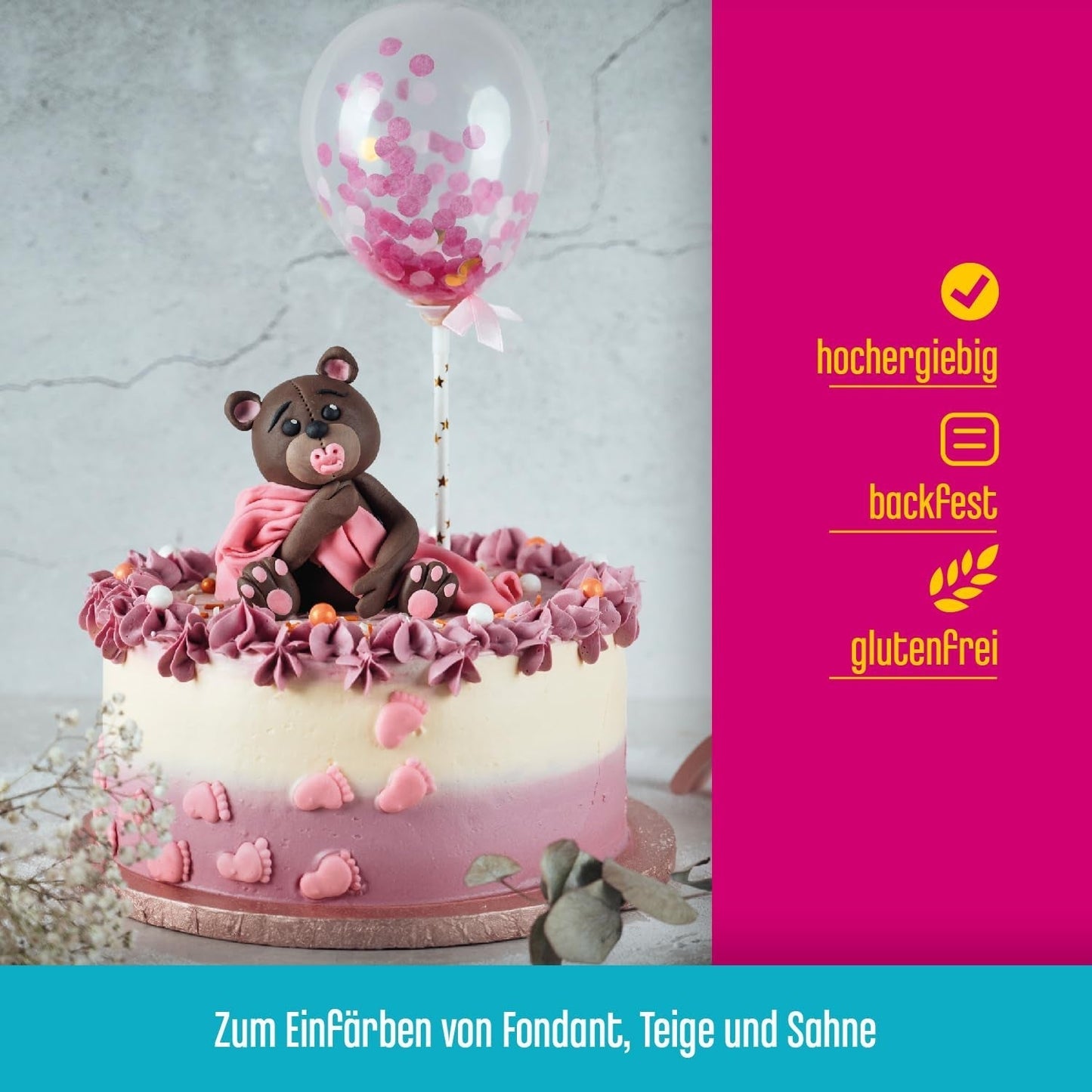 DECOCINO rosa Farbpaste – 20 g – Lebensmittelfarbe, ideal zum Färben von Kuchen, Fondant und Cremes – frei von Azo-Fettsäuren und Gluten