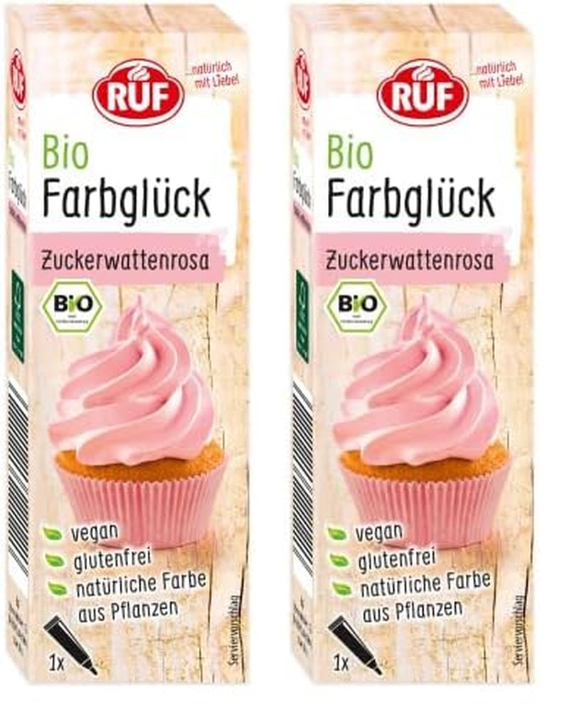 RUF Bio-Lebensmittelfarbe Zuckerwatte rosa mit Agavensirup zum Einfärben von Zuckerguss und zum Dekorieren von Kuchen, glutenfrei und vegan, 1 x 25g