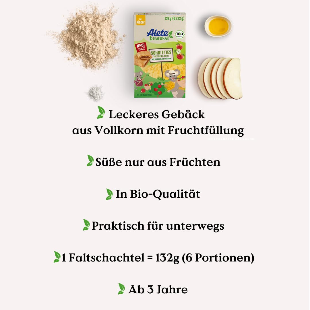 Alete Bio-Schnittpasteten mit Vollkorn und Apfel 6 x 22 g