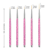 Sularpek Nail Art Liner Pinsel, 5 Stück Profi Detail Fine Nails Gel Nails Pinsel, Nagel Pinsel Dünn Für Beauty Frauen Nagelstudio (5 Größen, Rosa)