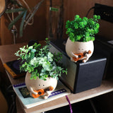 Blumentöpfe mit Smiley-Gesicht, niedlicher Harzkopf, Perlenkette, Blumentopf, einzigartige Gitarre, für drinnen und draußen, saftiger Blumentopf, Geschenkidee für Mama