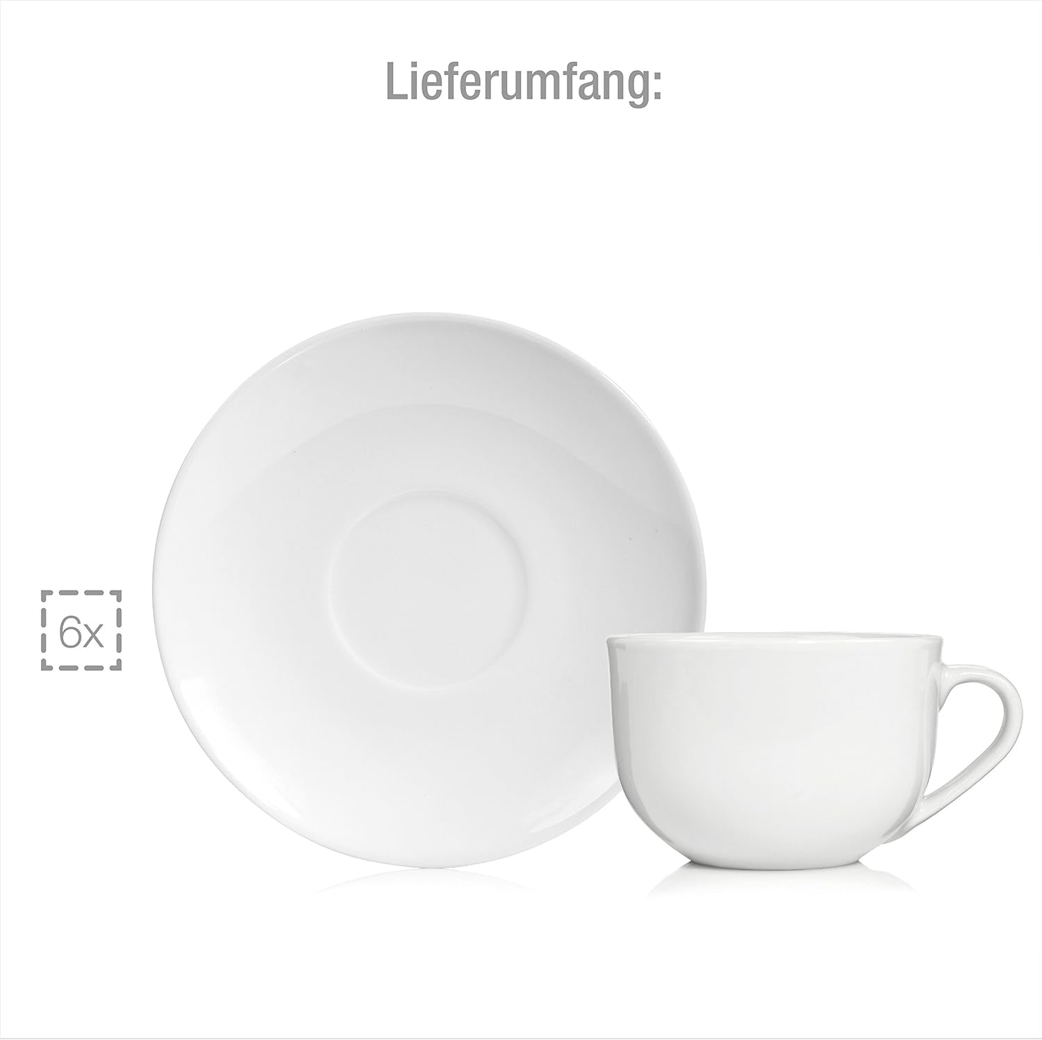 Sänger New Port Kaffeetassen-Set, 12 Tassen-Set für 6, weiße Porzellantassen und Untertassen, 150 ml | DIE PREMIUM-KOLLEKTION