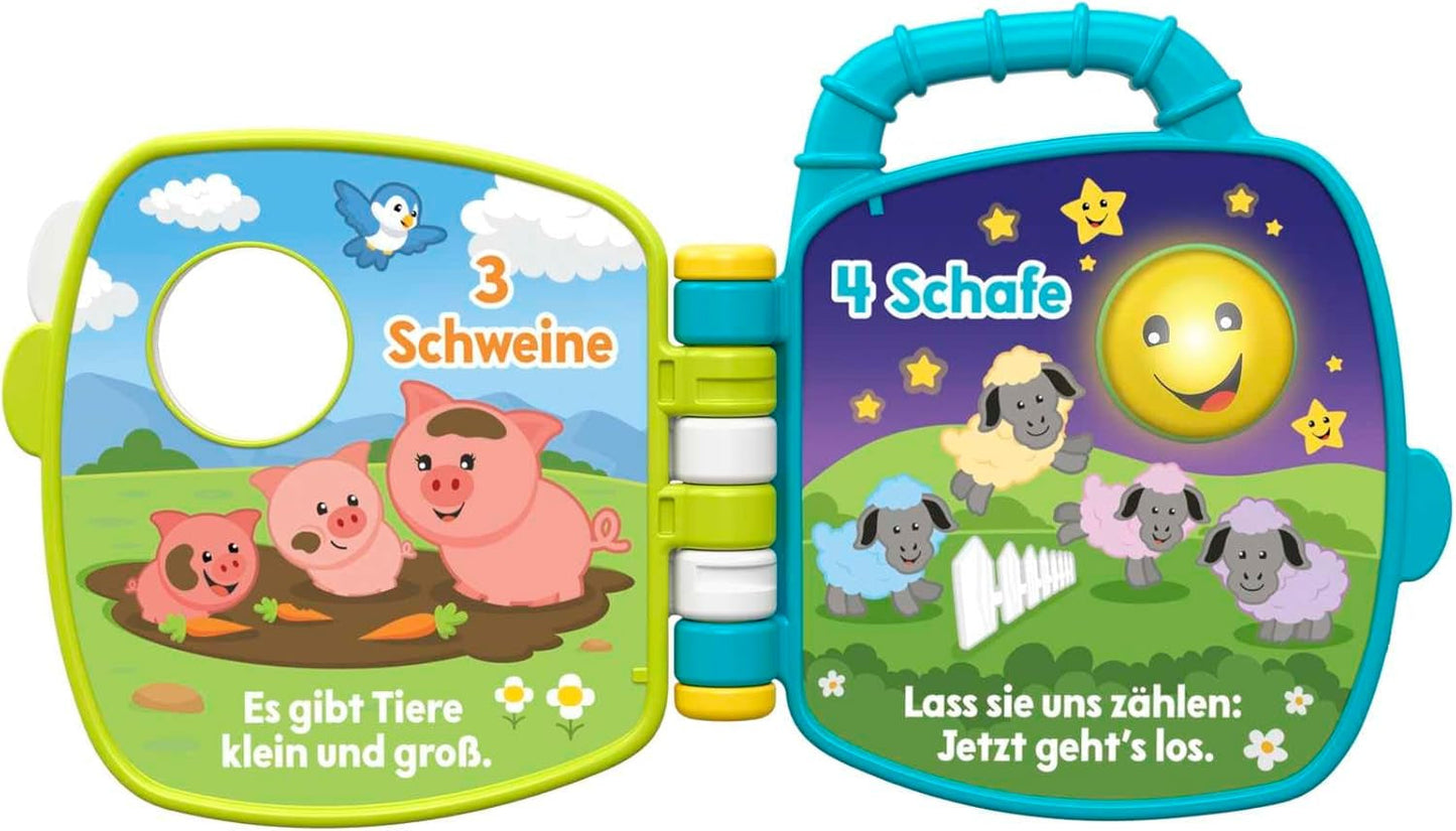 Fisher-Price Musical Animal Friends Songbook | Babyspielzeug ab 6 Monaten, 1 Jahr für Mädchen und Jungen | Kinderspielzeug | Musikbuch mit Sounds und Lichteffekten | Lernspielzeug (deutsch), GFP29 Jucarii Bebe Naty Shop