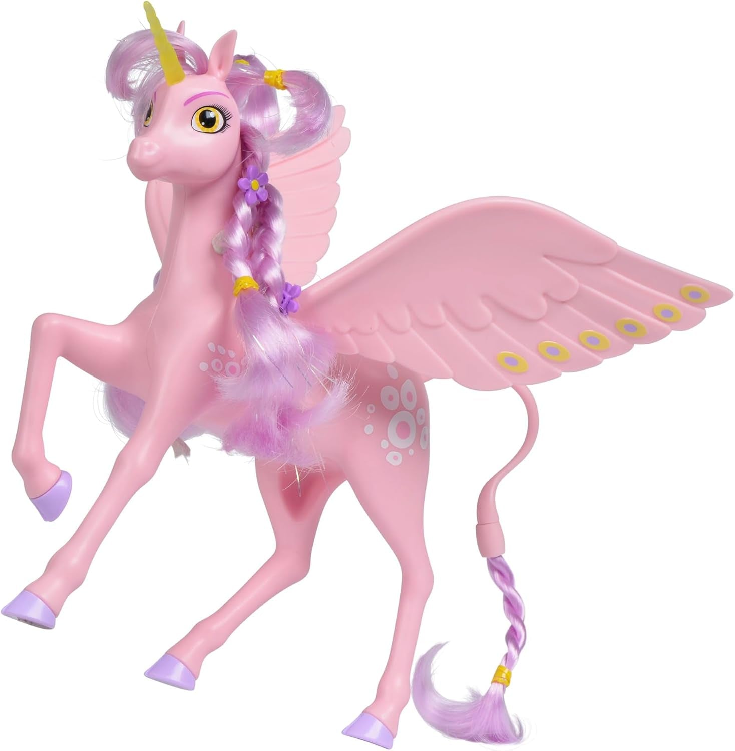 Simba 109480092 – Mia and Me Einhorn Kyara, mit beweglichen Flügeln, Haarspangen und Stylingbürste, 20 cm, ab 3 Jahren, rosa Naty Shop Dolls