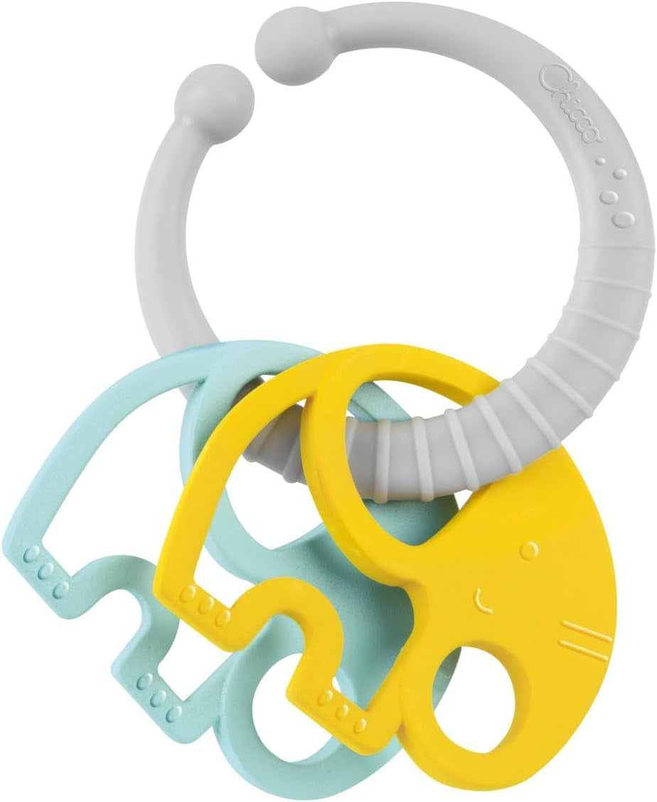 Chicco Essensgeschenkset Dou Dou, Lätzchenset, Hochstuhlspielzeug mit Saugnapf in Form eines süßen Huhns, mit zwei bunten Rasseln, leicht zu fangen ab 6 Monaten Babyspielzeug Naty Shop