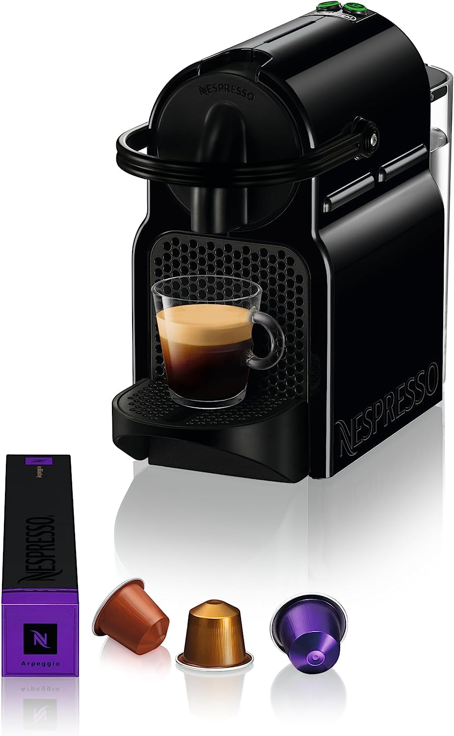Nespresso Kapsel-Espressomaschine De'Longhi EN 80.B Inissia, Hochdruckpumpe und Energiesparfunktion, automatische Abschaltung nach 9 Minuten, Tassenvolumen für Espresso und Lungo, 0,7 l Wassertank, schwarz