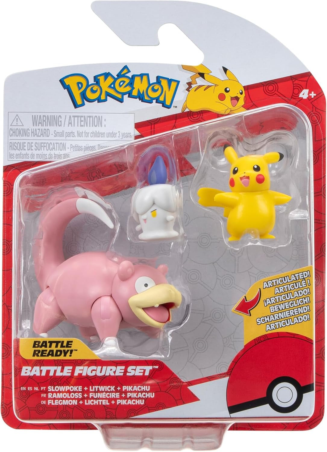 Pokémon PKW3057 Kampffiguren-Set – Piepi, Tanhel, Lauchzelot. Actionfiguren Naty Shop Lichtel, Pikachu, Phlegmon