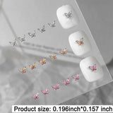 Mini Schmetterling Zirkon Nagel Schlüsselanhänger Y2K Weiß Champagner Rosa Strass Kristall Schmetterling Schlüsselanhänger Nägel 3D Schmetterling Nageldesign Schlüsselanhänger Schmetterling Nägel Dekoration Nail Art Schlüsselanhänger Nagelzubehör