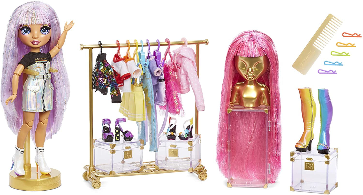 Rainbow High 571049 Fashion Studio – Exklusive Puppe mit Kleidung, Accessoires und 2 glänzenden Perücken – Kreieren Sie über 300 Outfits!
