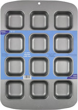 CSB106 Quadratische Antihaftbeschichtete Backform Mit 12 Minilöchern Aus Karbonstahl, Edelstahl, Silber, 37,3 x 26,1 x 3,1 cm Formen und Tabletts zum Backen Naty Shop