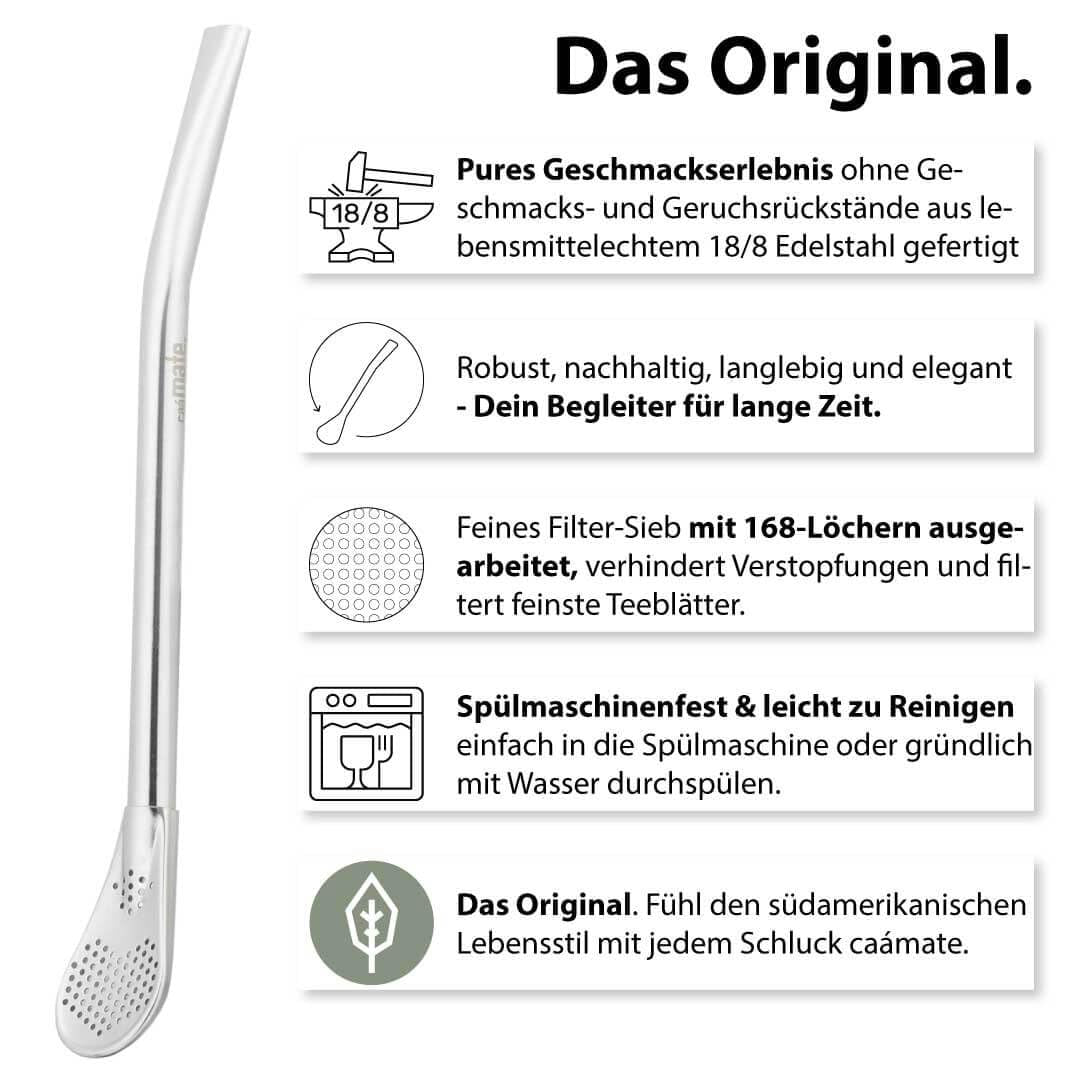 Mate-Tee-Set für zwei, Bio ● 2 Mate-Tassen + 2 Bombillas + 300 g Mate-Tee + Zubereitungsanleitung