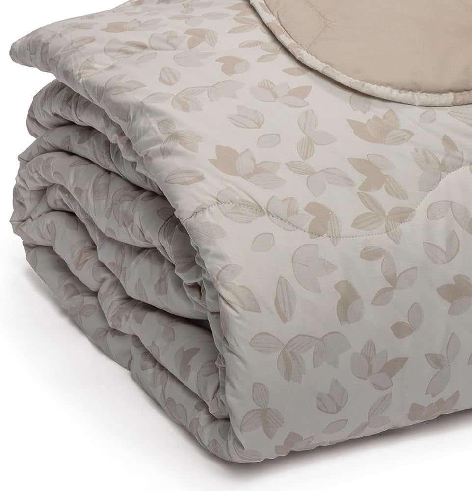 Foppapedretti Nachttisch & natürliche Steppdecke für Doppelbett 2P; Sandblätter, Bezug aus 100 % Baumwolle, hergestellt in Italien. Steppdecken und Steppdecken Naty Shop