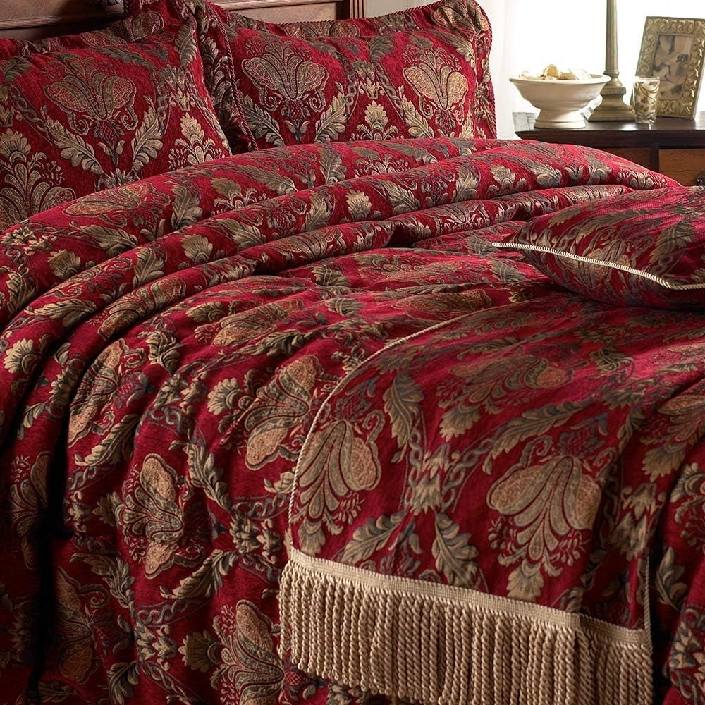 Riva Home Shiraz Überwurfbetten und Bettdecken Paoletti Burgunderrot 130 x 170 cm