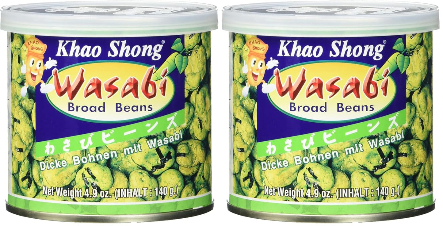 Khao Shong Gebratene grüne Erbsen mit Wasabi, knusprige Erbsen in würzigem Teig, eine fettarme Alternative zu Nüssen, mittelscharf, 1 140-g-Dose | 140 g (1 Packung)