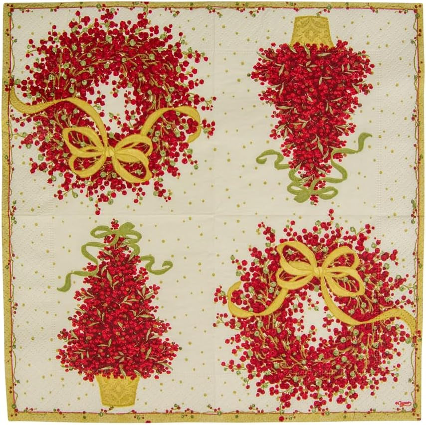 8070C Dreilagige Papierservietten, 20 Stück, 25 x 25 cm, Pfefferbeere
