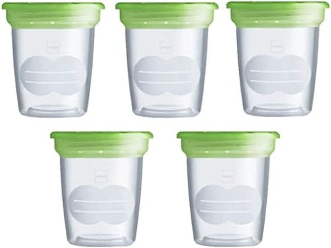 MAM Set mit 5 Behältern für Milch und Lebensmittel, aus Kunststoff, ohne Bpa und Bps. Zubehör Lebensmittel und Stillen Bebe Naty Shop