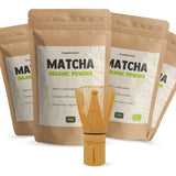Cupplement Matcha 90 Gramm Bio – Grüner Tee in Pulverform höchster Qualität – Kein Bambusbesen und -draht – Kulinarik – Einsteigerset – Latte – Schneebesen – Japan – Pulver – Tee – Draht – Beutel – Smoothie