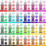 Lebensmittelfarbe in 24 Farben – flüssige Lebensmittelfarbe zum Backen von Kuchen, Keksen, Macarons, Dekorieren und Kochen – lebendige Lebensmittelfarbe für Airbrush, Fondant – je 6 ml