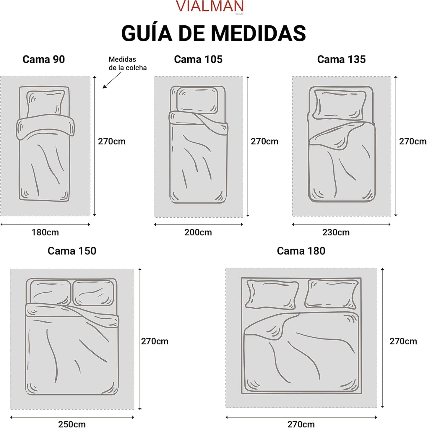 VIALMAN Sofia 30 Bouti Leichte Bettdecke für Doppelbett | Steppdecke Größe 250 x 270 cm, grau Steppdecken und Steppdecken Naty Shop
