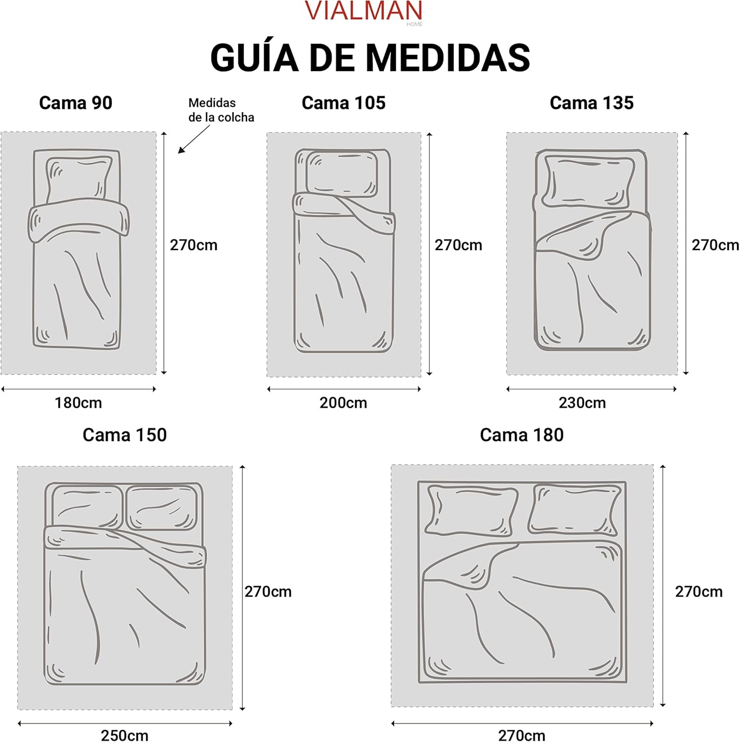 VIALMAN Sofia 30 Bouti Leichte Bettdecke für Doppelbett | Steppdecke Größe 250 x 270 cm, grau Steppdecken und Steppdecken Naty Shop