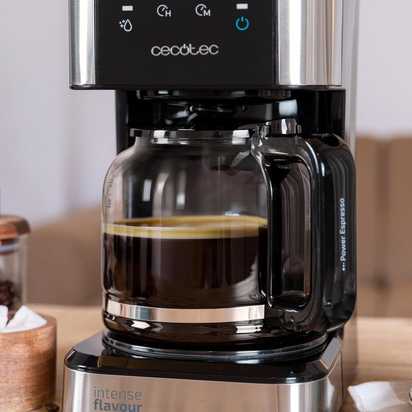 Espresso mit Filter Cecotec Coffee 66 Drop and Touch, Leistung 950 W, 1,5 l, 12 Tassen, Touchscreen, Glaskaraffe, 24-Stunden-Timer, 6 Schalter, wiederverwendbarer Netzfilter