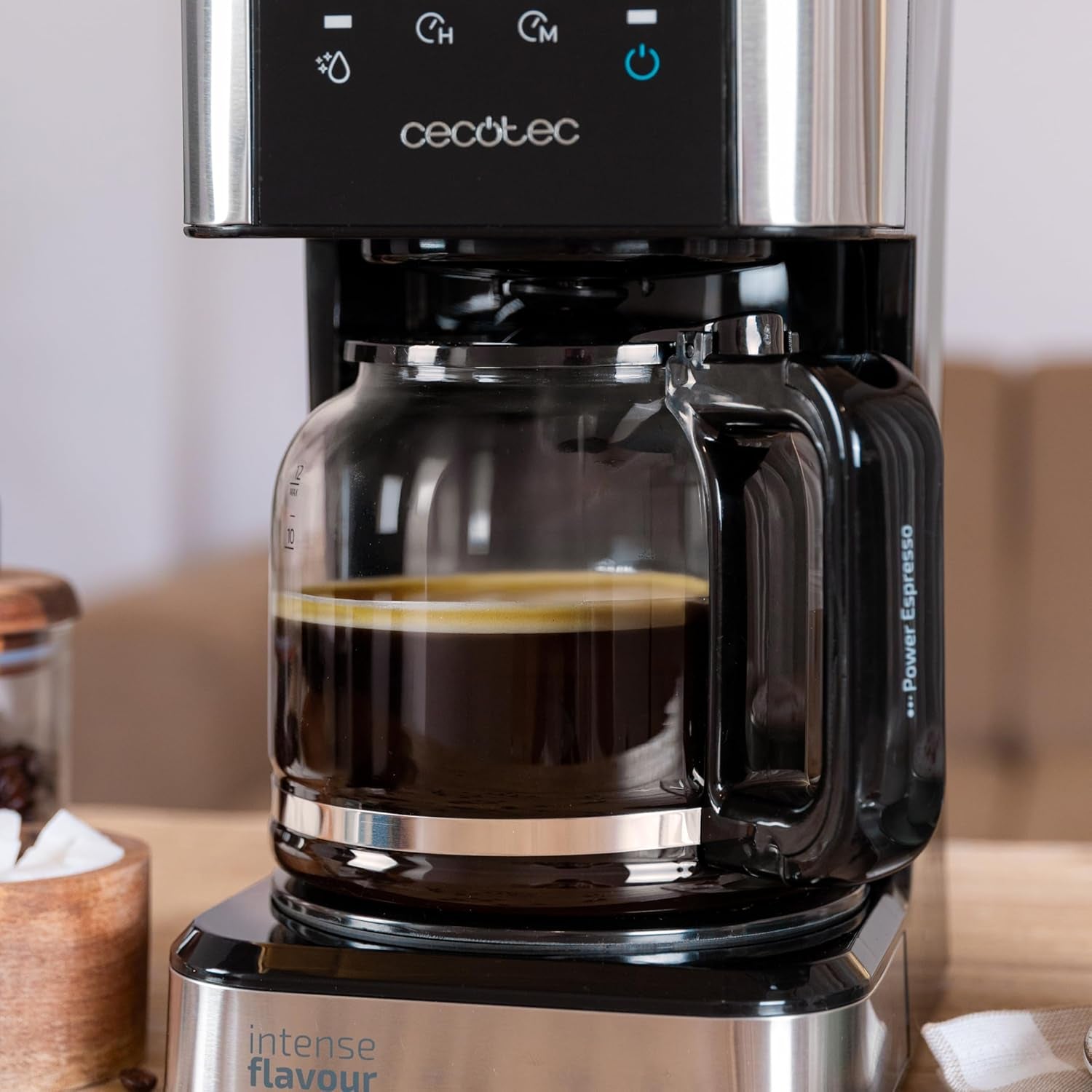 Espresso mit Filter Cecotec Coffee 66 Drop and Touch, Leistung 950 W, 1,5 l, 12 Tassen, Touchscreen, Glaskaraffe, 24-Stunden-Timer, 6 Schalter, wiederverwendbarer Netzfilter