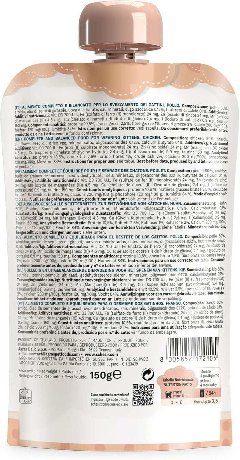 Nassfutter für kleine Katzen mit Hühnercreme und Hühnerfleisch - Nassfutter für kleine Katzen - Nassfutter für Katzen mit Hühnercreme, getreidefrei, reich an Proteinen, Vitaminen und Mineralstoffen (20 Beutel x 150 g)