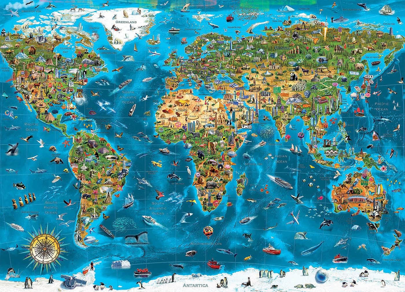 Educa – Wunder der Welt, Puzzle 12000 Teile Erwachsene und Kinder ab 14 Jahren, Weltkarte (19057) Puzzle Naty Shop