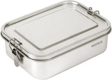 Wenco Edelstahl-Lunchbox, 2 Fächer, großes Fassungsvermögen, 850 ml, Lunchbox, wasserfest, spülmaschinenfest, inklusive Ersatz-Silikonring, 18,5 x 14 x 5,5 cm, Silber (2 Stück), Naty Shop Lebensmittel-Aufbewahrungsboxen 850 ml