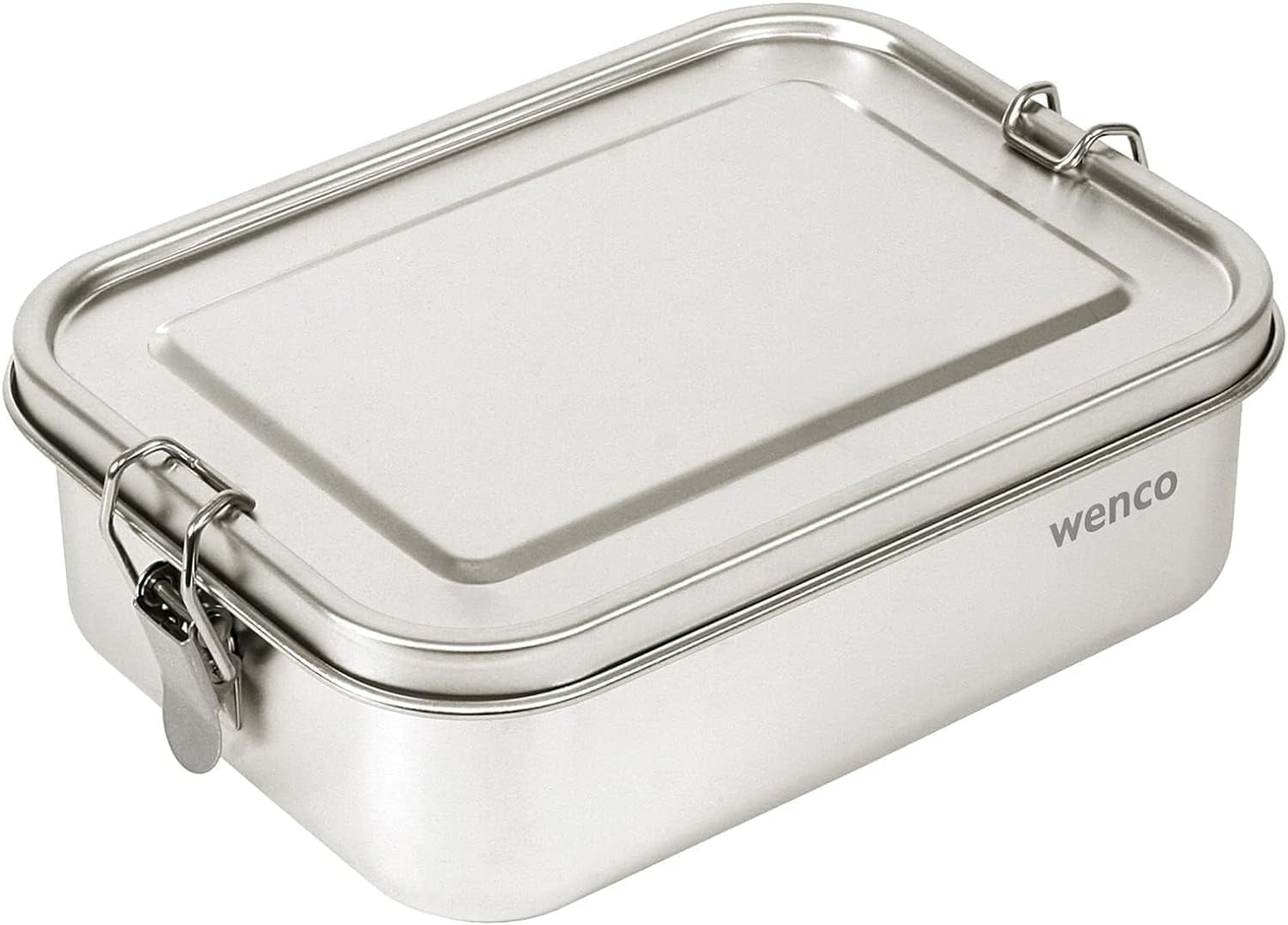 Wenco Edelstahl-Lunchbox, 2 Fächer, großes Fassungsvermögen, 850 ml, Lunchbox, wasserfest, spülmaschinenfest, inklusive Ersatz-Silikonring, 18,5 x 14 x 5,5 cm, Silber (2 Stück), Naty Shop Lebensmittel-Aufbewahrungsboxen 850 ml